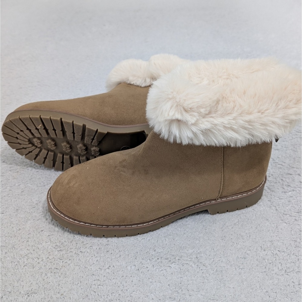 NEW! American Eagle Womens Boots Size 7.5 Brown Faux Suede W/Faux Fur